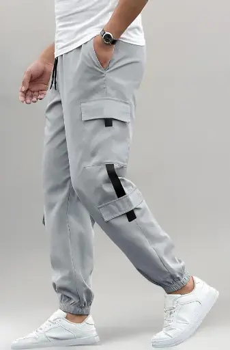 Men's Cargo Pants, Multi-Pocket Design, Drawstring Ankle Cuffs